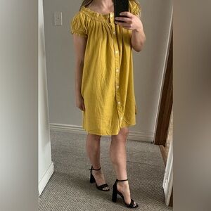 Loft Mustard Linen Beach Dress